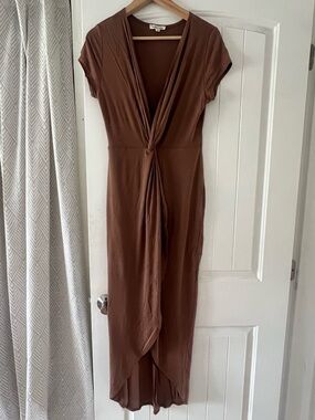 Goddess Brown Dress Twist-Front Maxi Women Festival Burning Man Boho Large